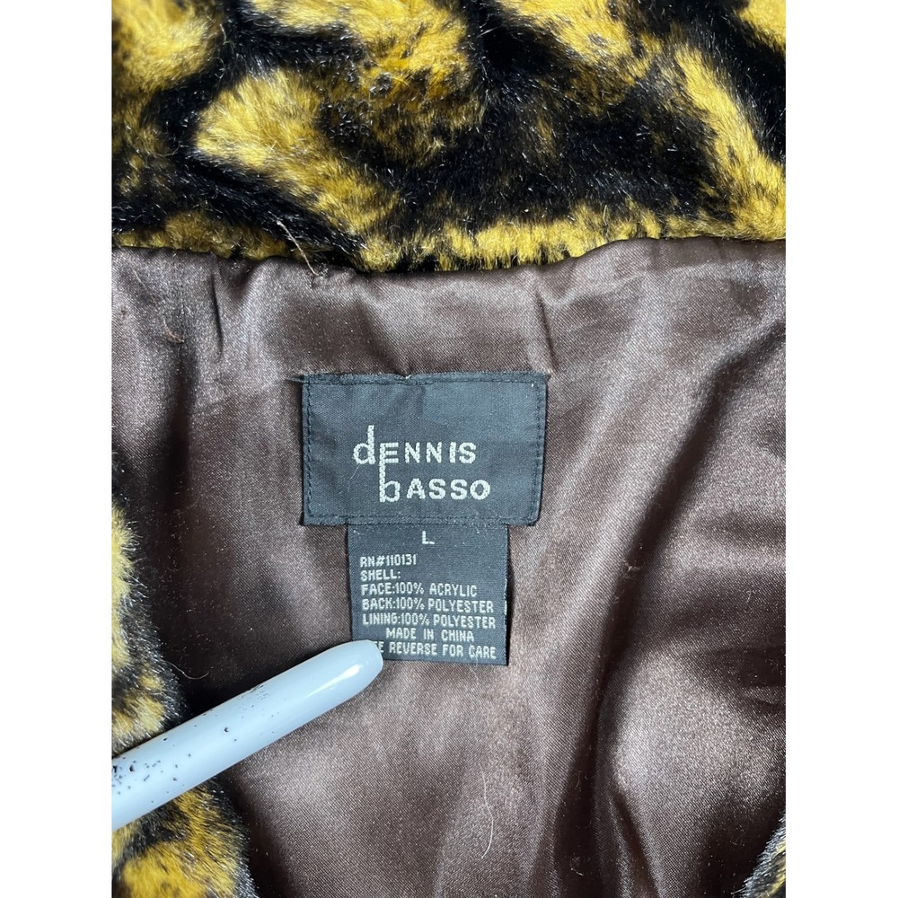 Dennis Basso Faux Fur Jacket Brown Gold Heavy Warm Luxurious Thick Large - Picture 7 of 12
